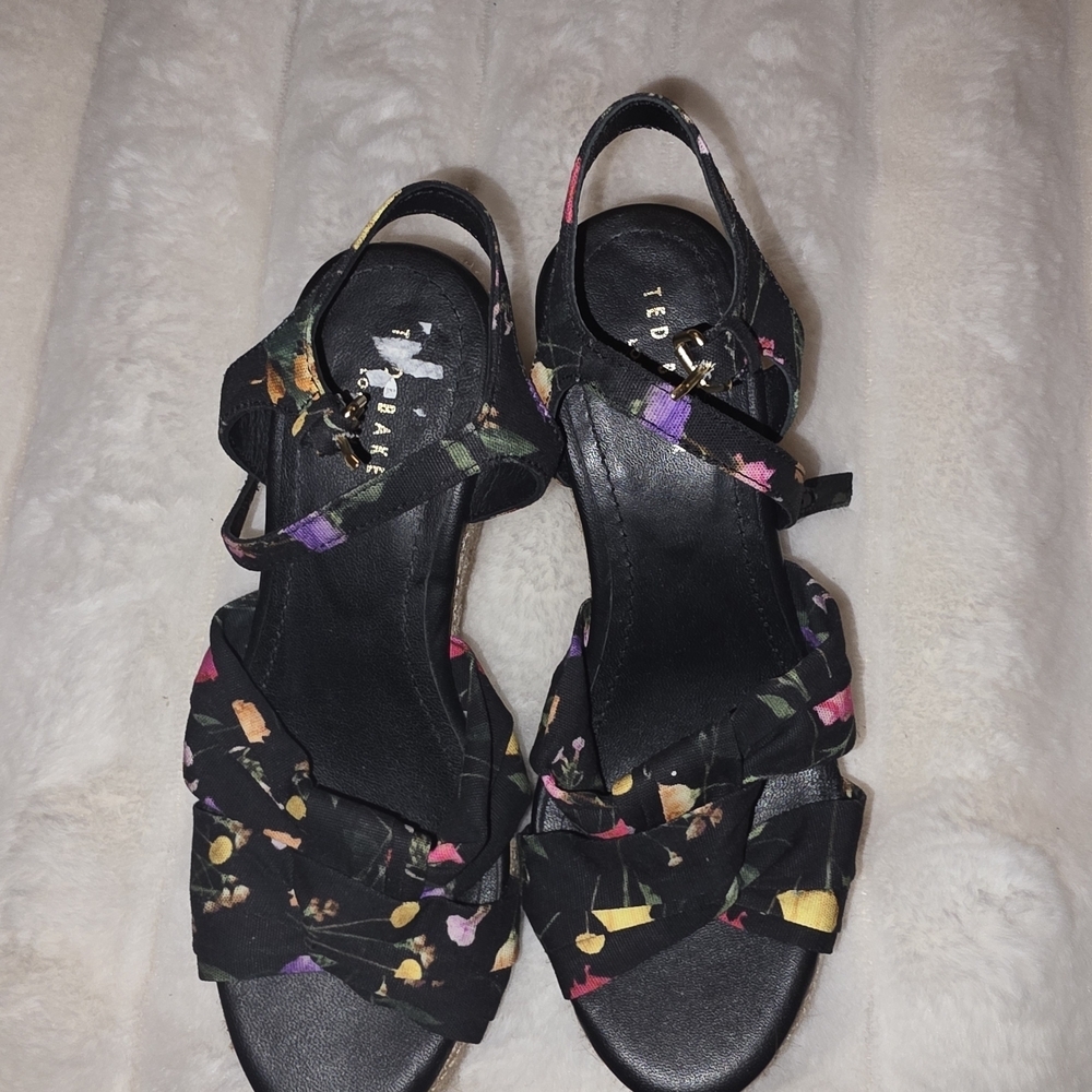Ted Baker Black Floral Women's Sandals - Picture 2 of 5